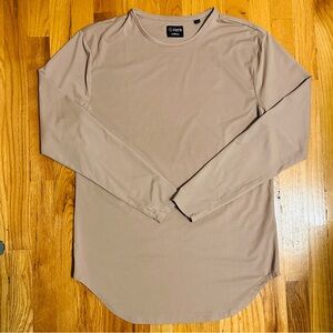 Cuts Mens XL AO Elongated Long Sleeve Tee Mocha Stretch Soft Wrinkle Resistant